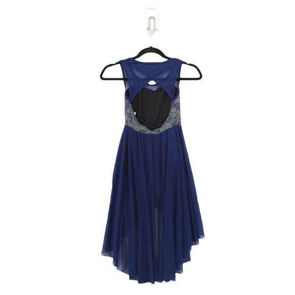 Weissman Youth MC Taking Chances Leotard Dance Costume Navy Blue Lace High Low - Picture 6 of 7